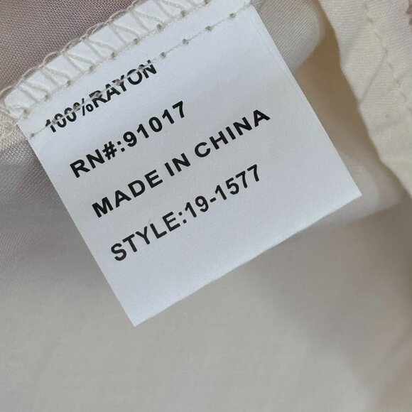 Solitaire Womens Embroidered V-Neck Tunic Top  Rayon Size Large ivory 3/4 sleeve - Picture 4 of 12